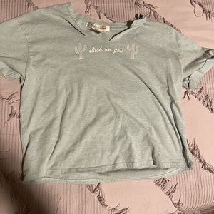 Medium Mint Green/Light Blue Graphic Tee